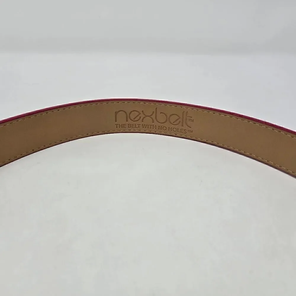 NEXBELT GOLF HIDDEN MARKER PINK LEATHER WOMENS BELT NO HOLES SIZE 00-8 EUC